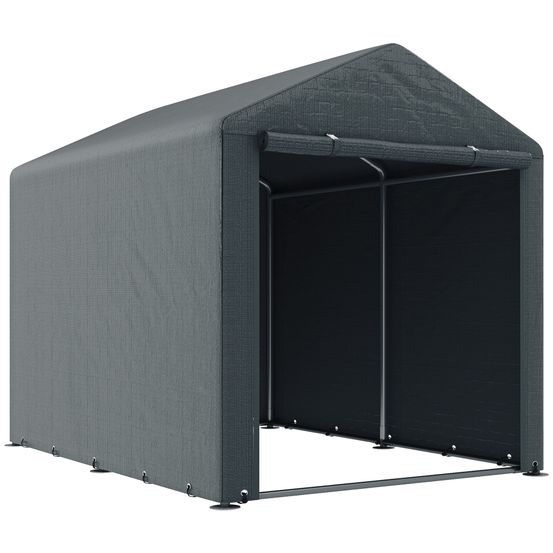 Tente de stockage toile pe extérieur garage vélos outils porte zippée 160x218x172cm gris - comfortxl outdoor living