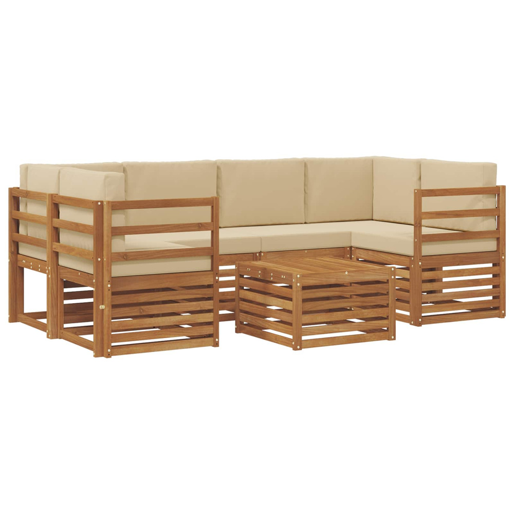 Ensembles de canapés avec coussin 7 pcs naturel et beige