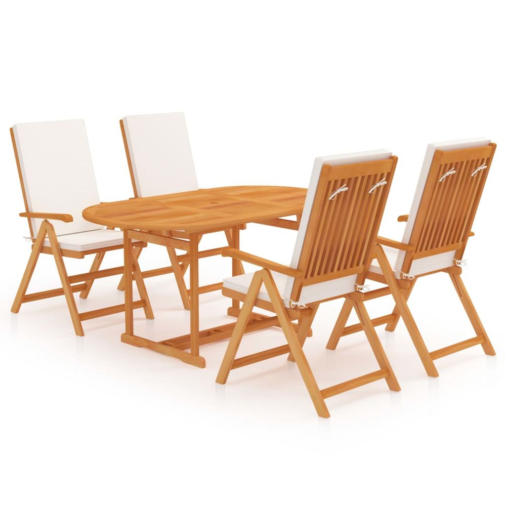Ensemble à manger de jardin 5 pcs coussins bois de teck massif