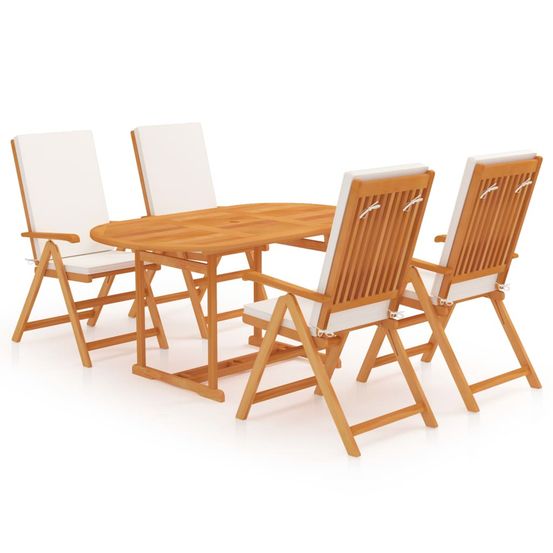 Ensemble à manger de jardin 5 pcs coussins bois de teck massif