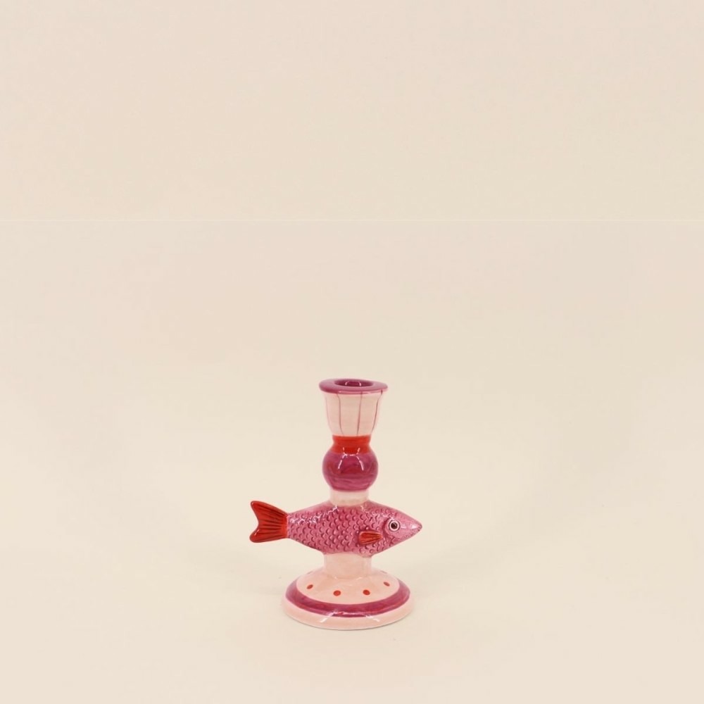 Bougeoir forme poisson en dolomite violet 15cm