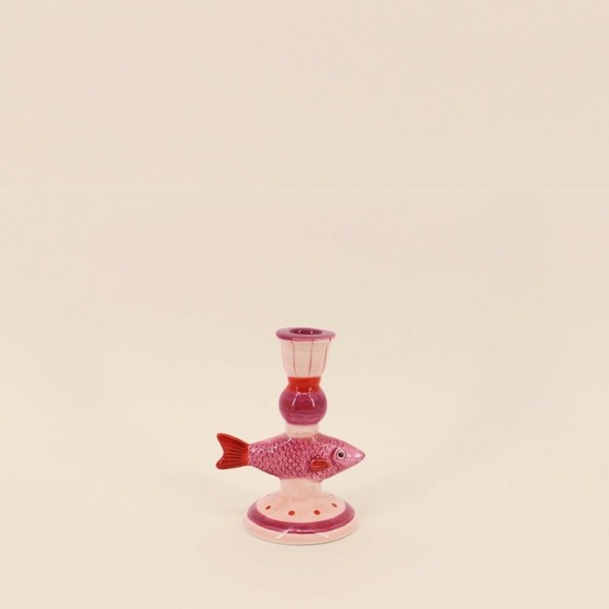 Bougeoir forme poisson en dolomite violet 15cm