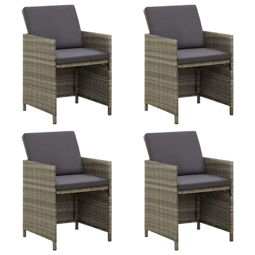 Chaises de jardin avec coussins lot de 4 résine tressée gris