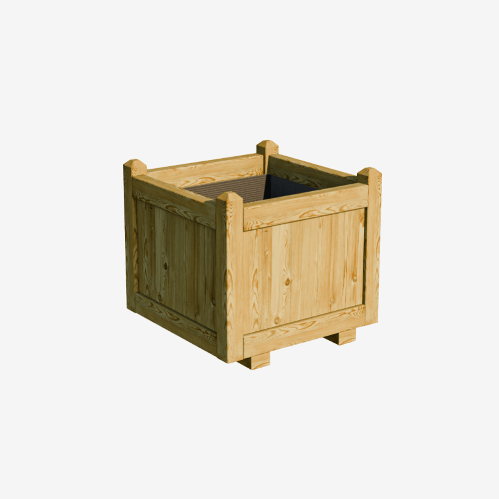 Bac a fleurs carre en bois 52l