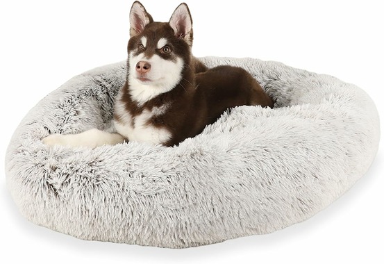 Panier rond chien dehoussable 70 cm gris