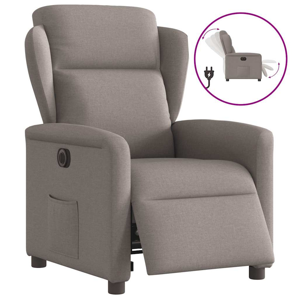 Fauteuil inclinable électrique taupe tissu
