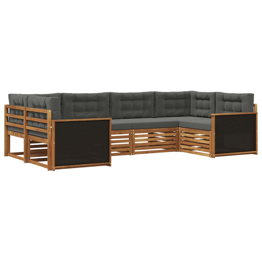 Ensemble de canapés d'extérieur 6 pc naturel et anthracite