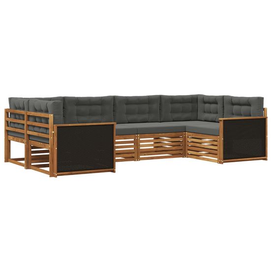 Ensemble de canapés d'extérieur 6 pc naturel et anthracite