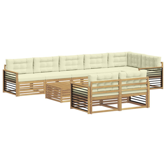 Ensemble de canapés d'extérieur 9 pcs blanc et crème polyester