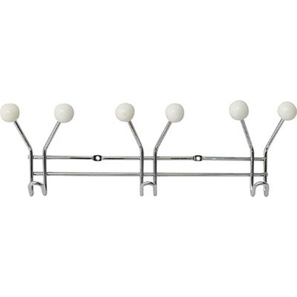 Patere metal 3 crochets a fixer decoration resine blanche - chrome/blanc