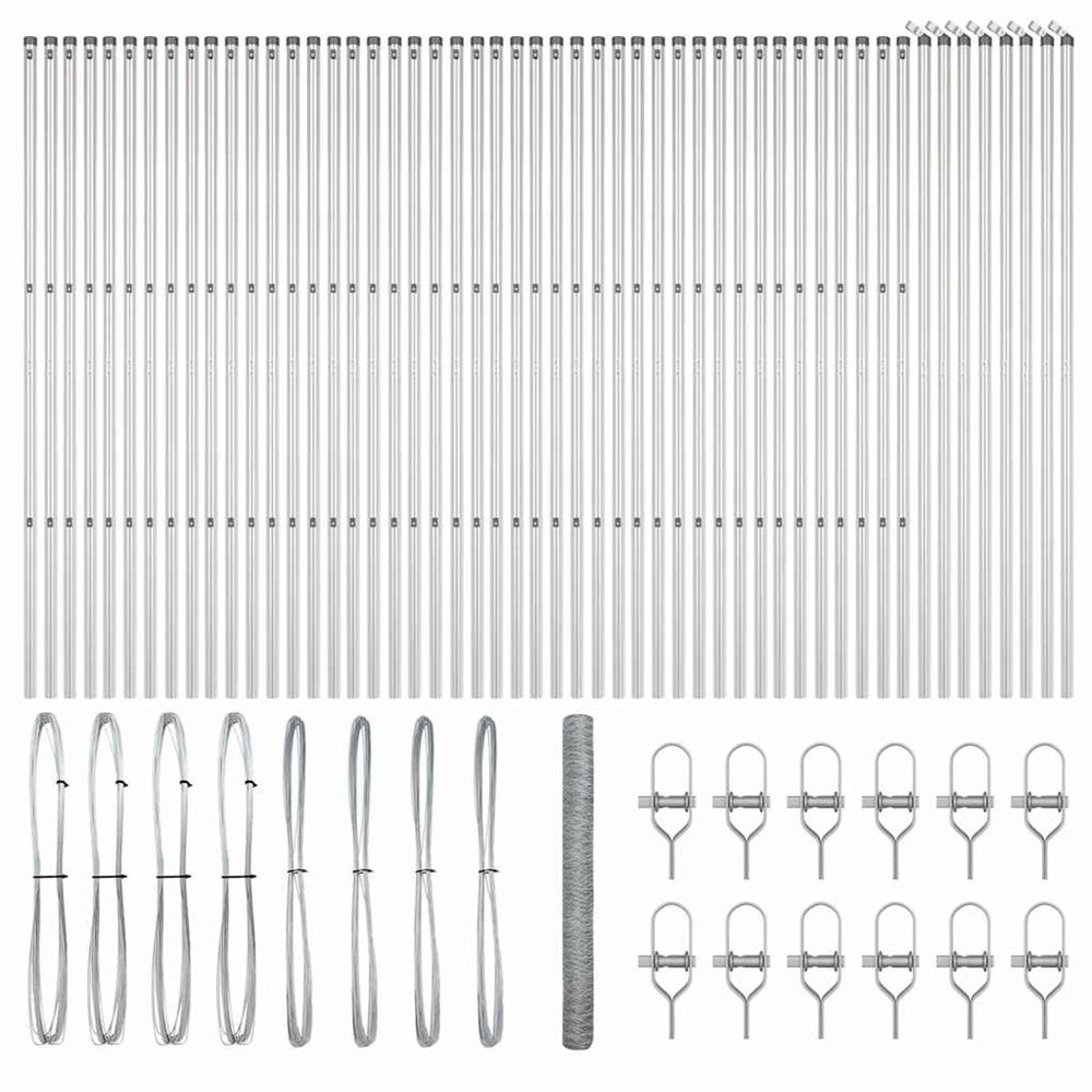 Poteau de clôture. Argenté 100 x 1,6 m (maille de 36 mm) acier