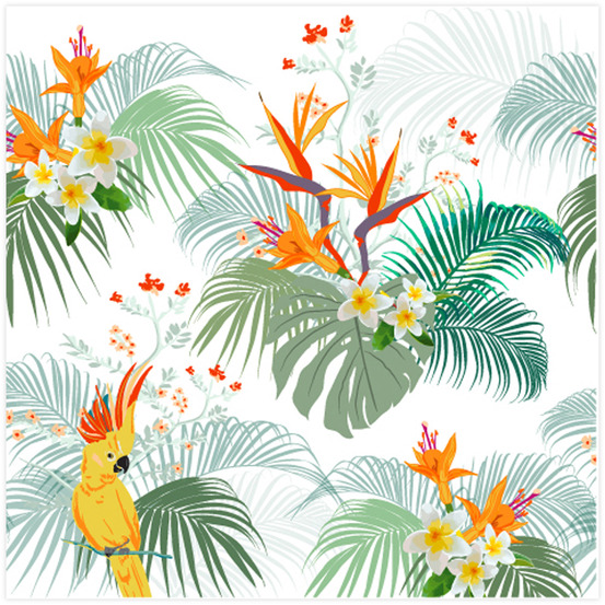 Lot de 20 serviettes en papier oiseau tropical