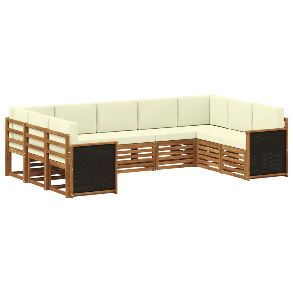 Ensemble de canapé d'angle avec coussin 7 pcs naturel et crème