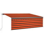 Auvent manuel rétractable avec store 4x3 m orange et marron