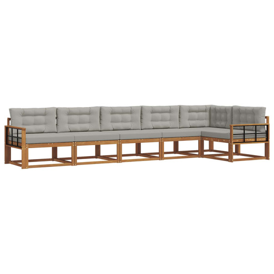 Ensemble de canapés d'extérieur 6 pcs gris naturel et clair