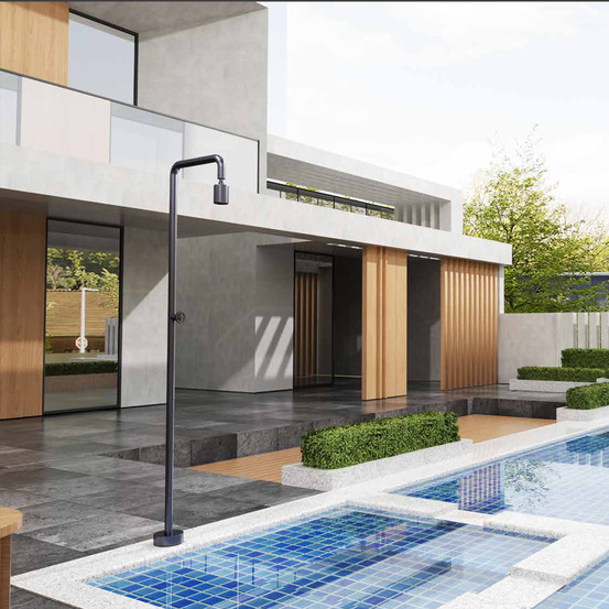 Douche de piscine grise en acier 316 avec diffuseur orientable anticalcaire