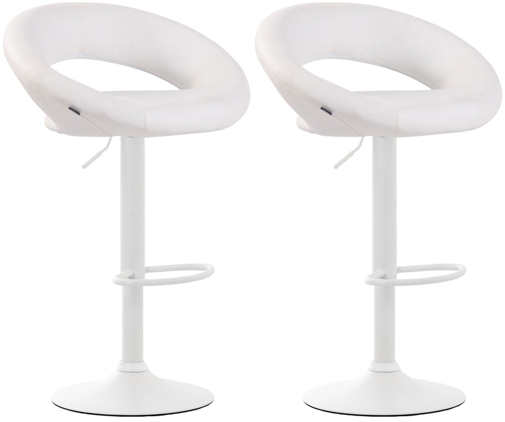 Lot de 2 tabourets de bar olinda simili cuir blanc