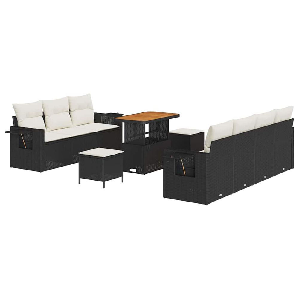 Ensemble de canapé de jardin 10 pc noir polyrotin