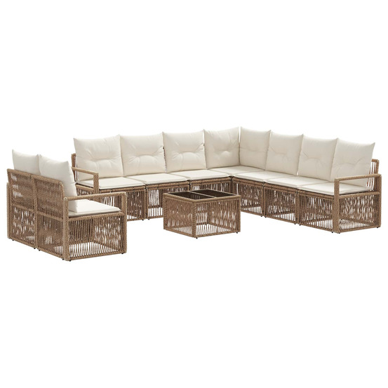 Ensemble de canapé de jardin 10 pcs beige polyrotin