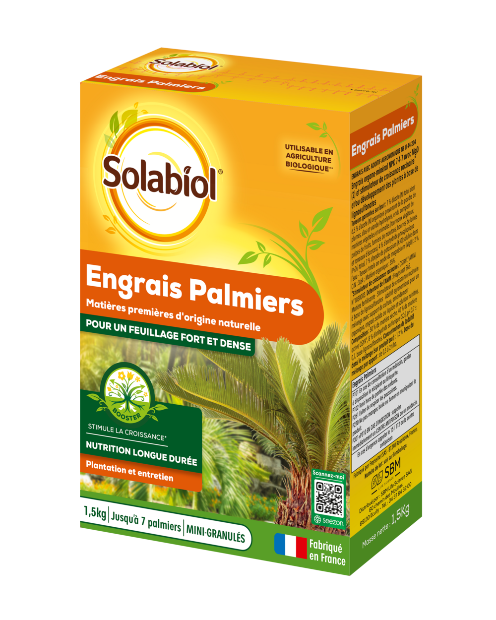 Sopalmy15 - engrais palmiers et plantes méditerranéennes - 1,5 kg - utilisable en agriculture biologique