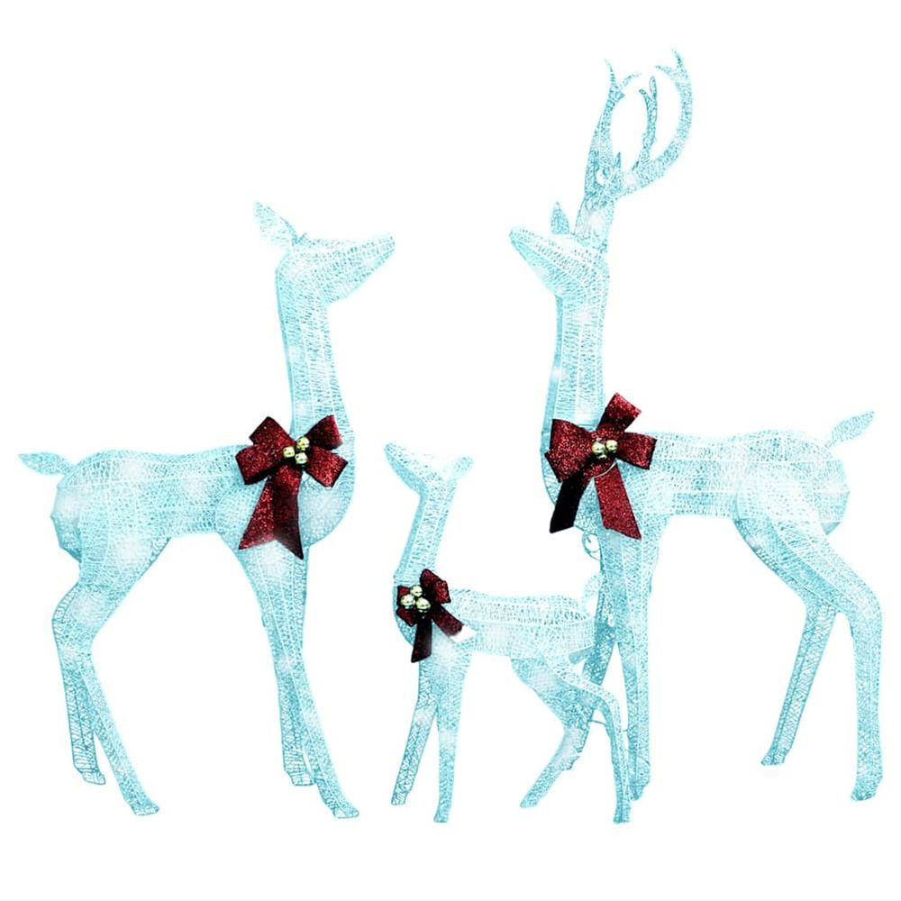 Décoration de noël famille de rennes blanc et argenté 201 led