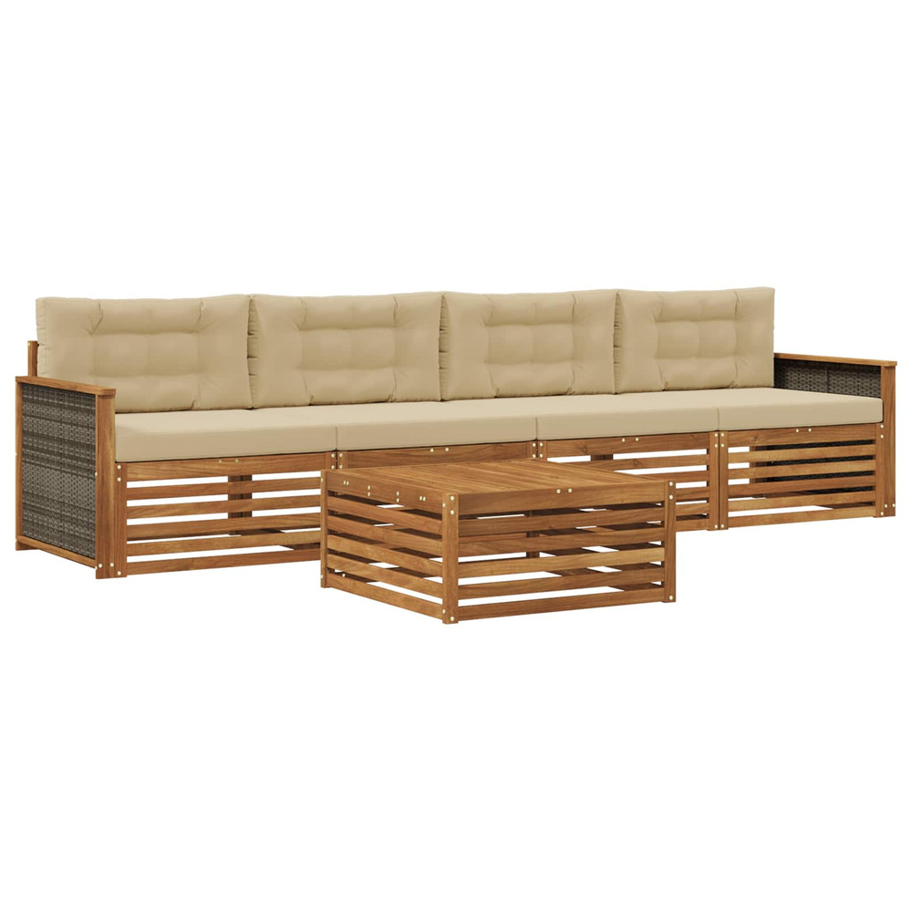 Ensemble de canapés d'extérieur 5 pcs naturel et beige