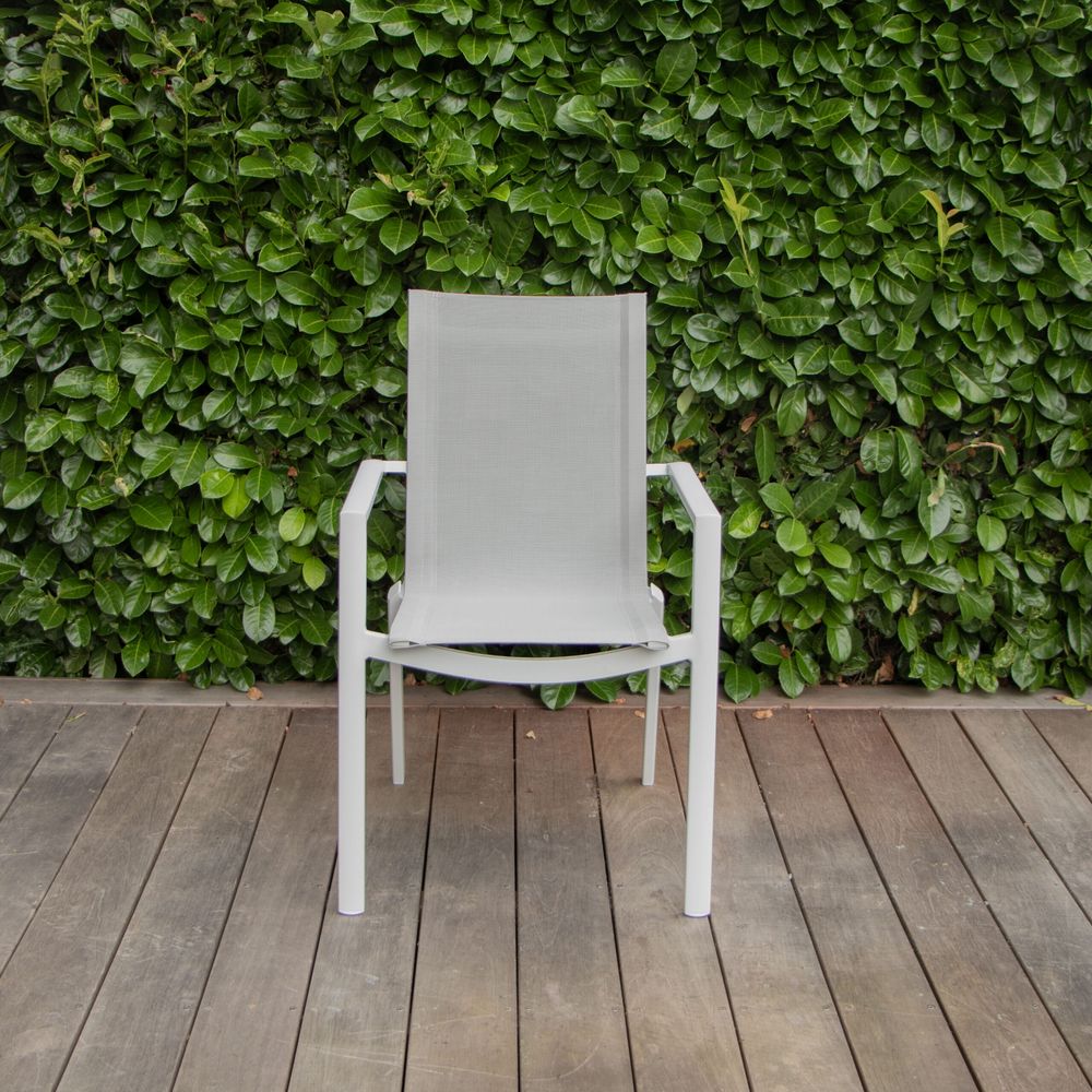 Fauteuil de jardin aluminium blanc textilène whitestar