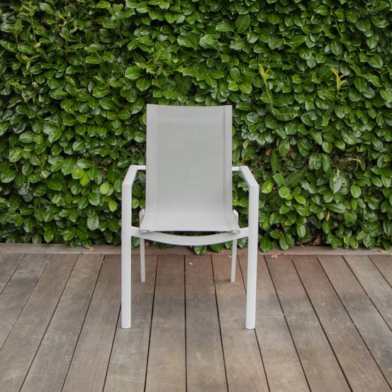 Fauteuil de jardin aluminium blanc textilène whitestar