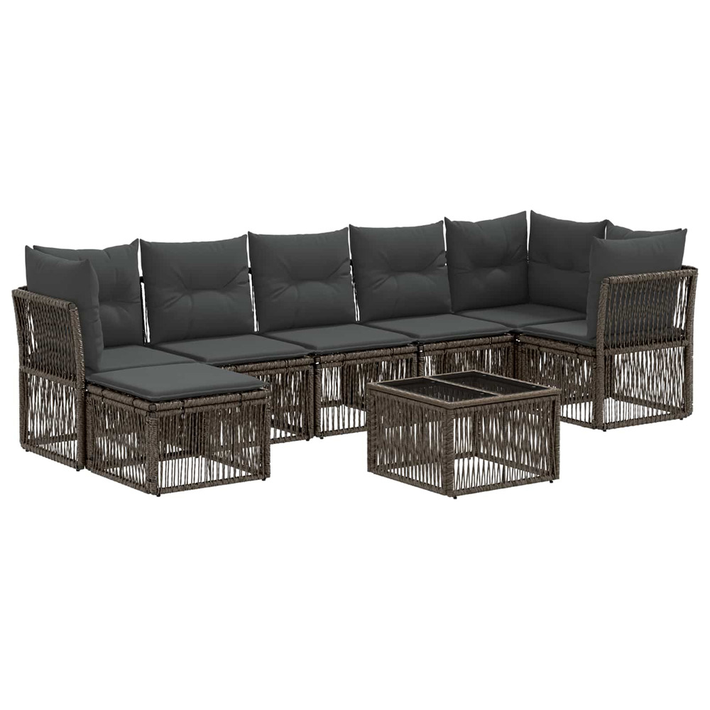 Ensemble de canapé de jardin 8 pcs gris polyrotin