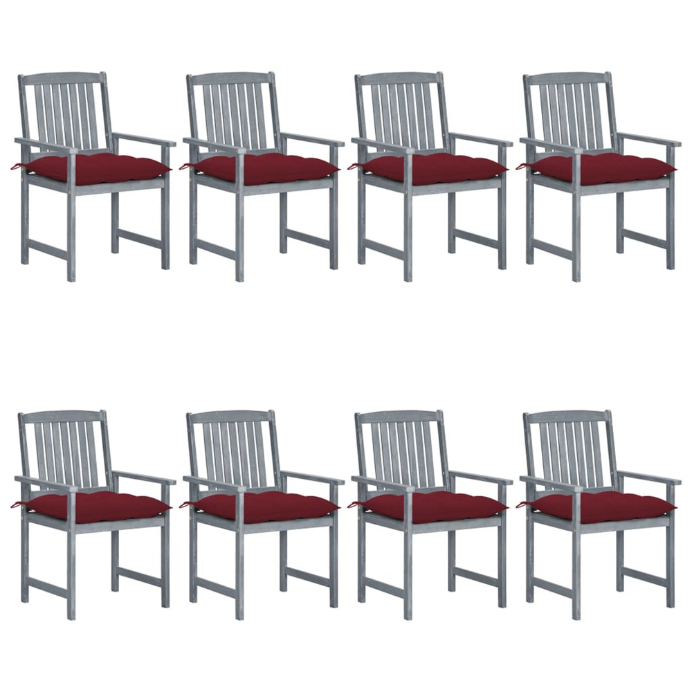 Chaises de jardin et coussins lot de 8 bois acacia solide gris