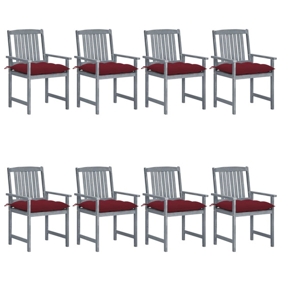Chaises de jardin et coussins lot de 8 bois acacia solide gris