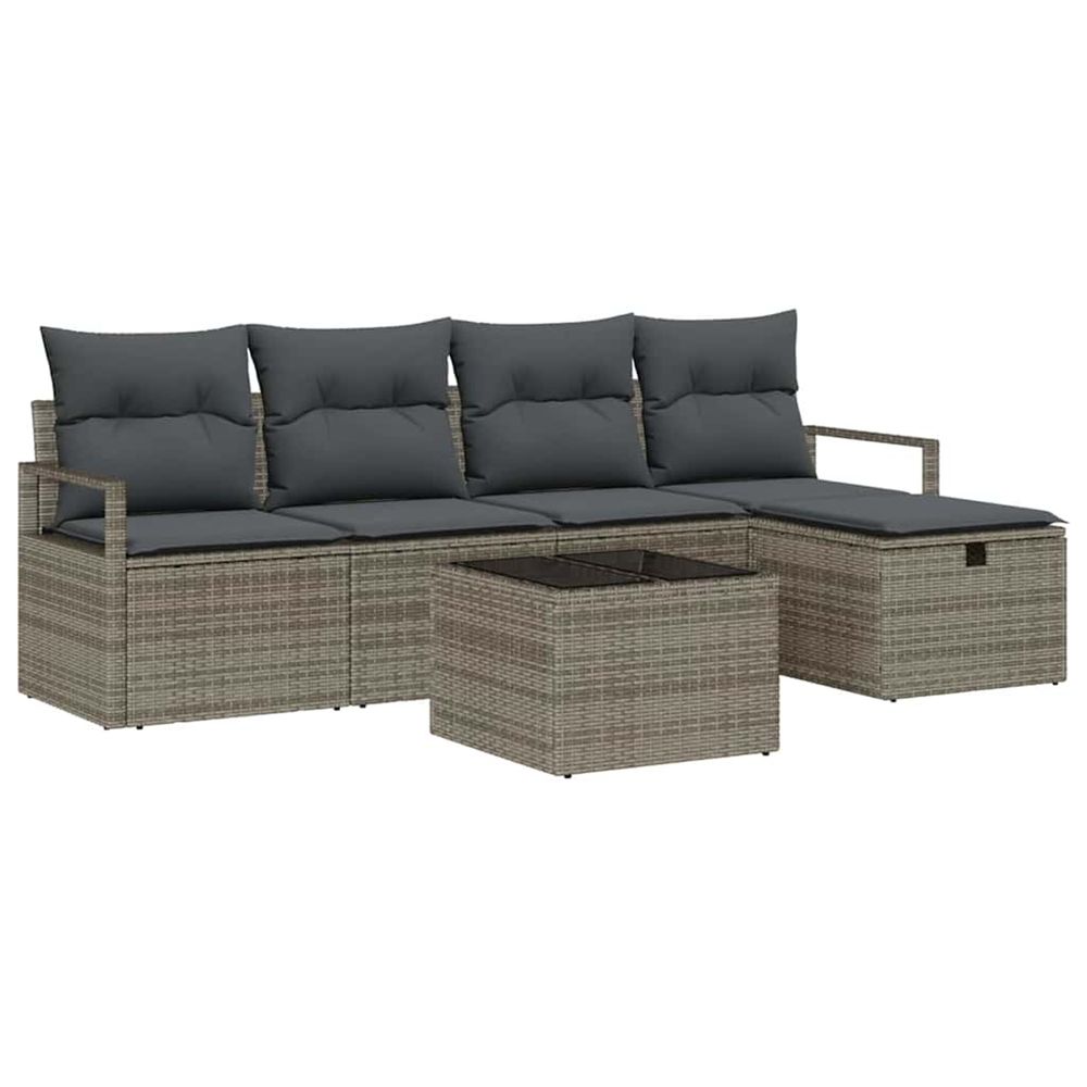 Ensemble de canapé de jardin 6 pc gris polyrotin