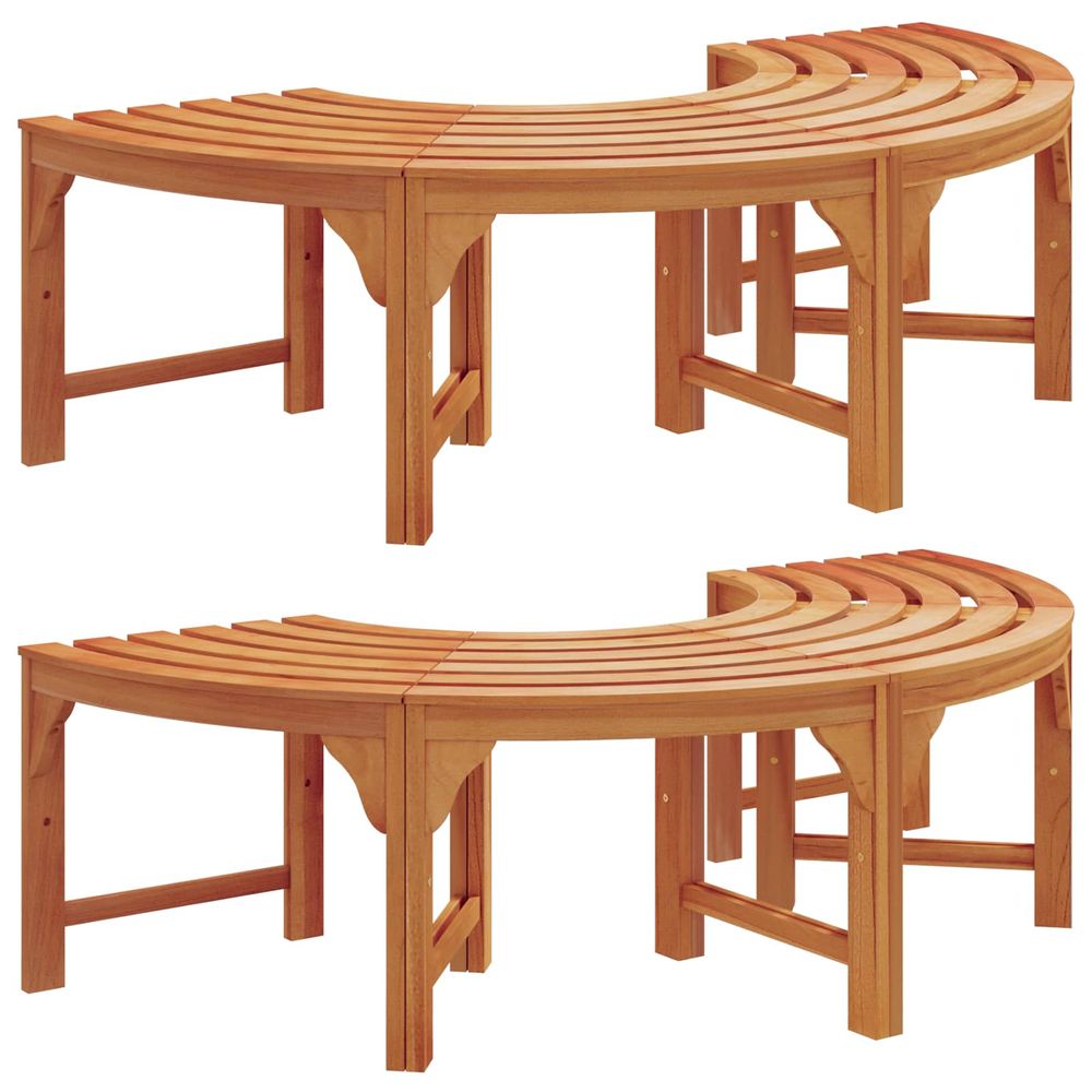 Banc d'arbre 8 -seater 2 pc 160 x 80 x 45 cm naturel