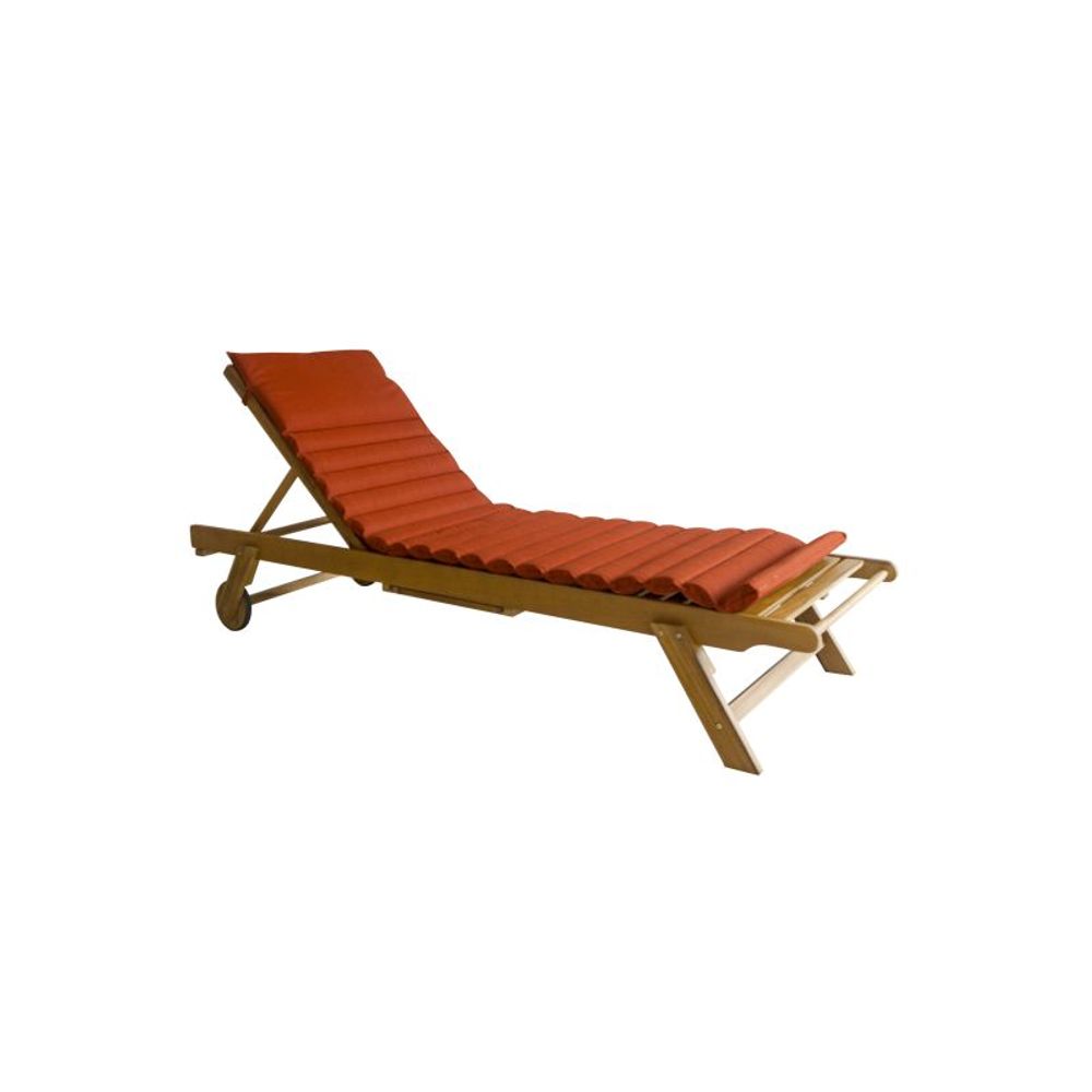 Bain de soleil mola en bois d'acacia fsc avec matelas ondulo rouge ...