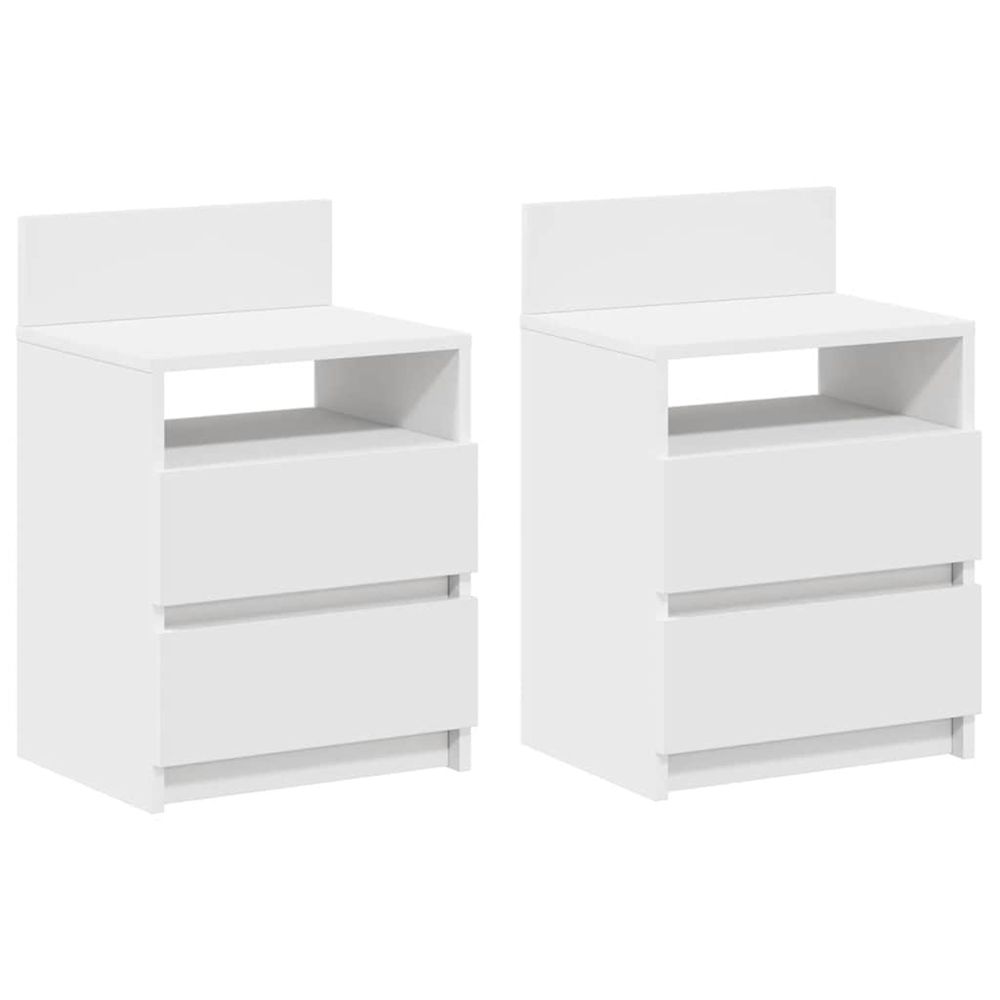 Tables de chevet 2 pcs avec 2 tiroirs blanc 40x33x60 cm