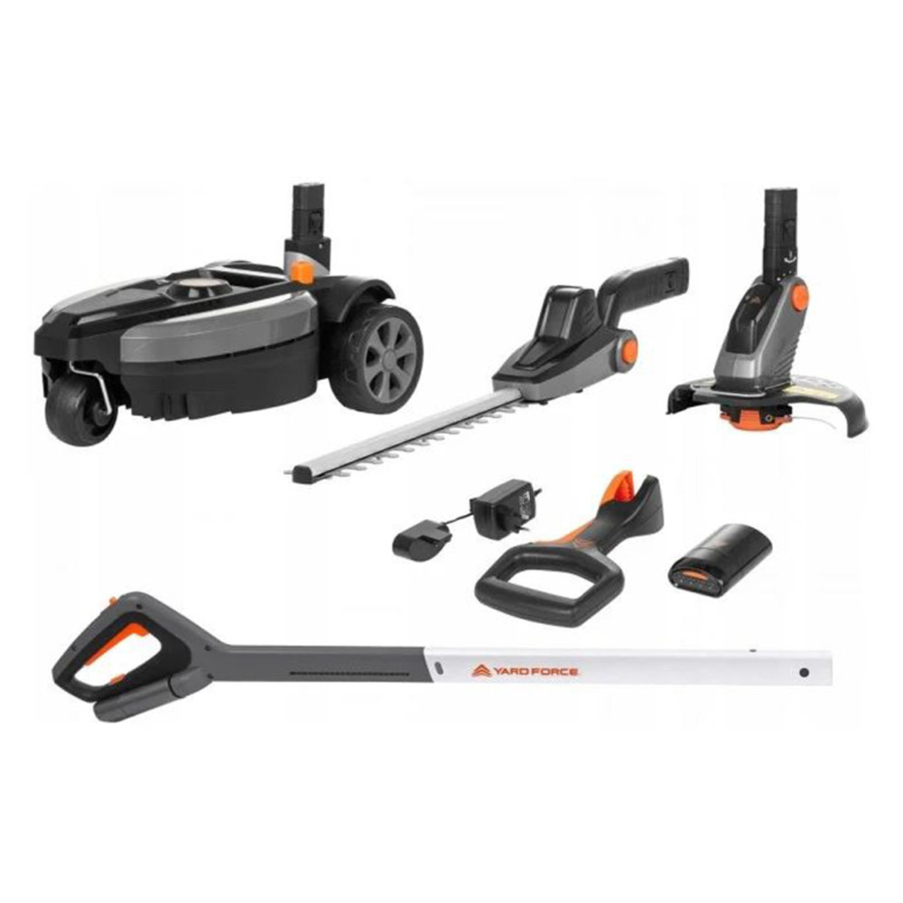 Tondeuse 3-en-1 i-flex 23 cm 12v – yard force – coupe-bordure et taille-haie – lmf24bn