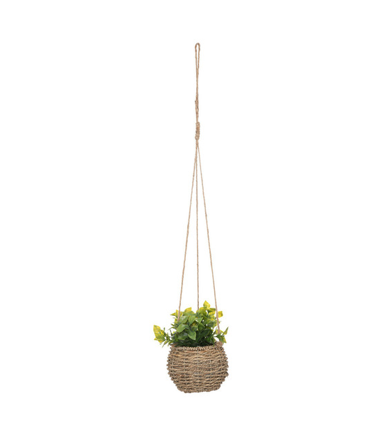 Plante artificielle suspendue pot en roseau h 60 cm