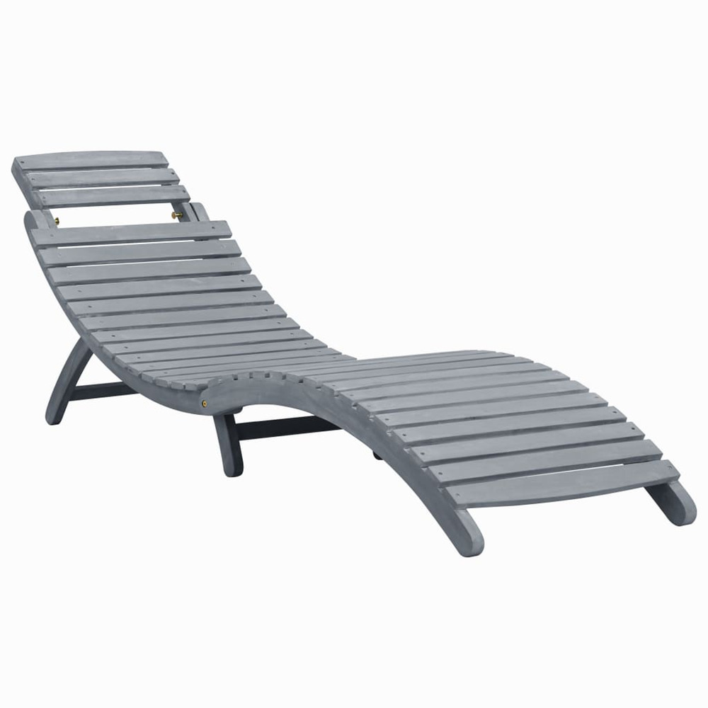 Chaise longue délavage gris bois d'acacia solide bain de soleil