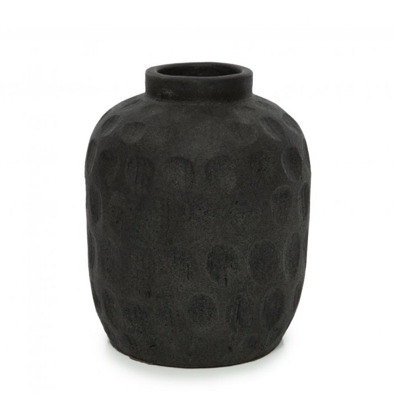 Vase en terre cuite noire 20x20x22 cm