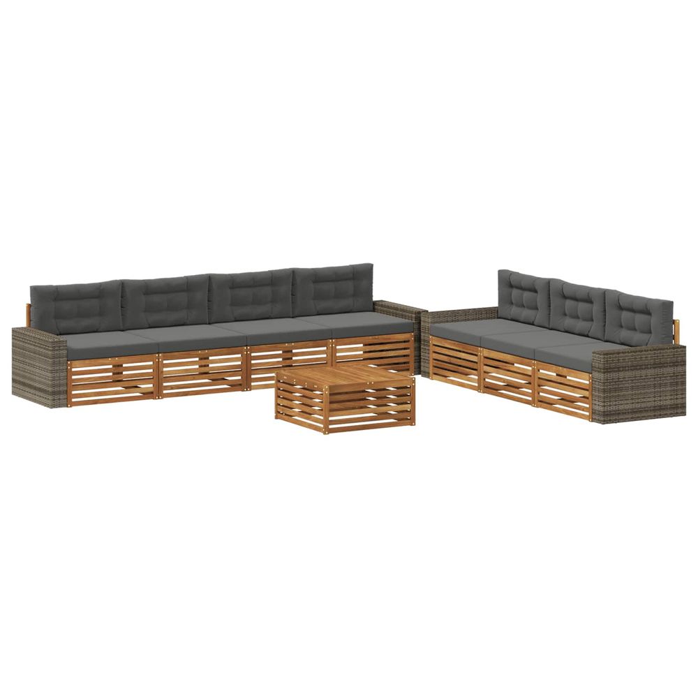 Ensemble de canapés d'extérieur 8 pc naturel et anthracite