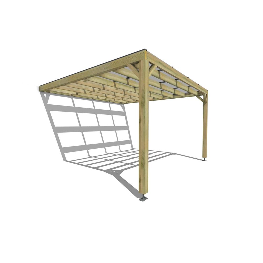 Pergola bois • 4m x 4m • adossée • sens largeur • couverture étanche transparente incluse • livraison comprise