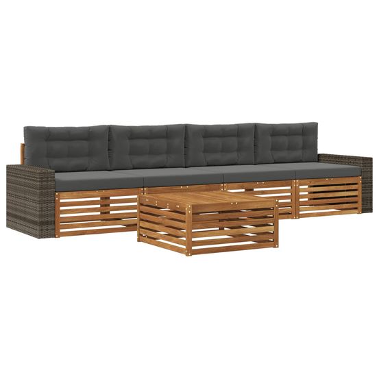 Ensemble de canapés d'extérieur 5 pc naturel et anthracite