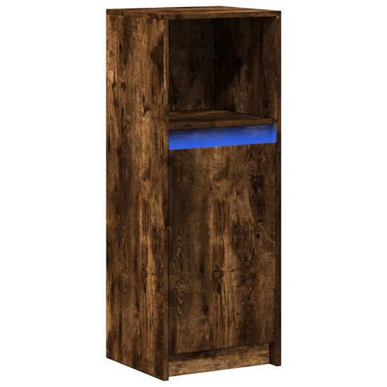 Buffet bahut commode armoire meuble de rangement organisateur cuisine salle de séjour salon avec led 38 x 34 x 100 cm bois d'