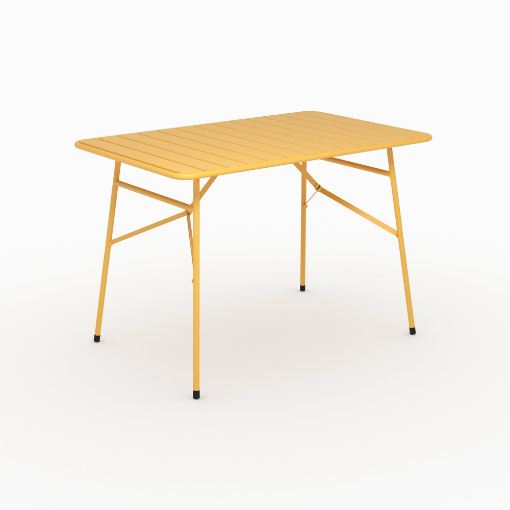 Yumi-table de jardin en métal jaune beurre 4 personnes