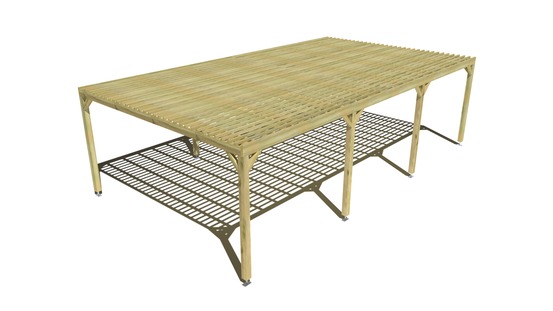 Pergola bois • 9m x 5m • indépendante • sens profondeur • lattage bois • livraison comprise