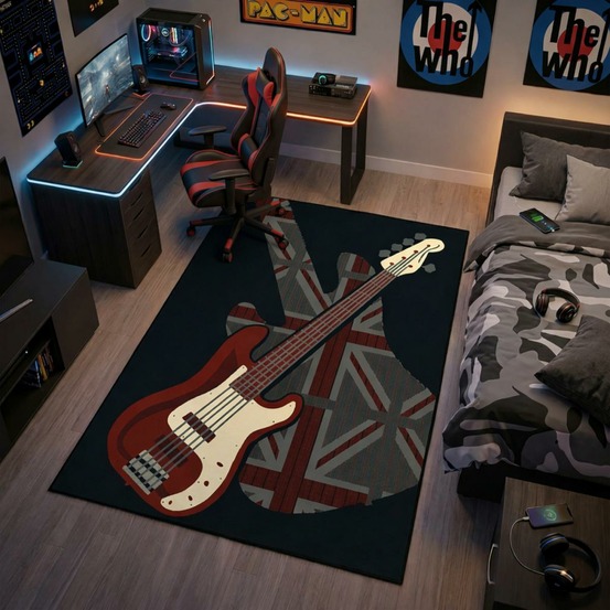 Tapis salon 200x290 rectangle tissé noir lyn49 guitard