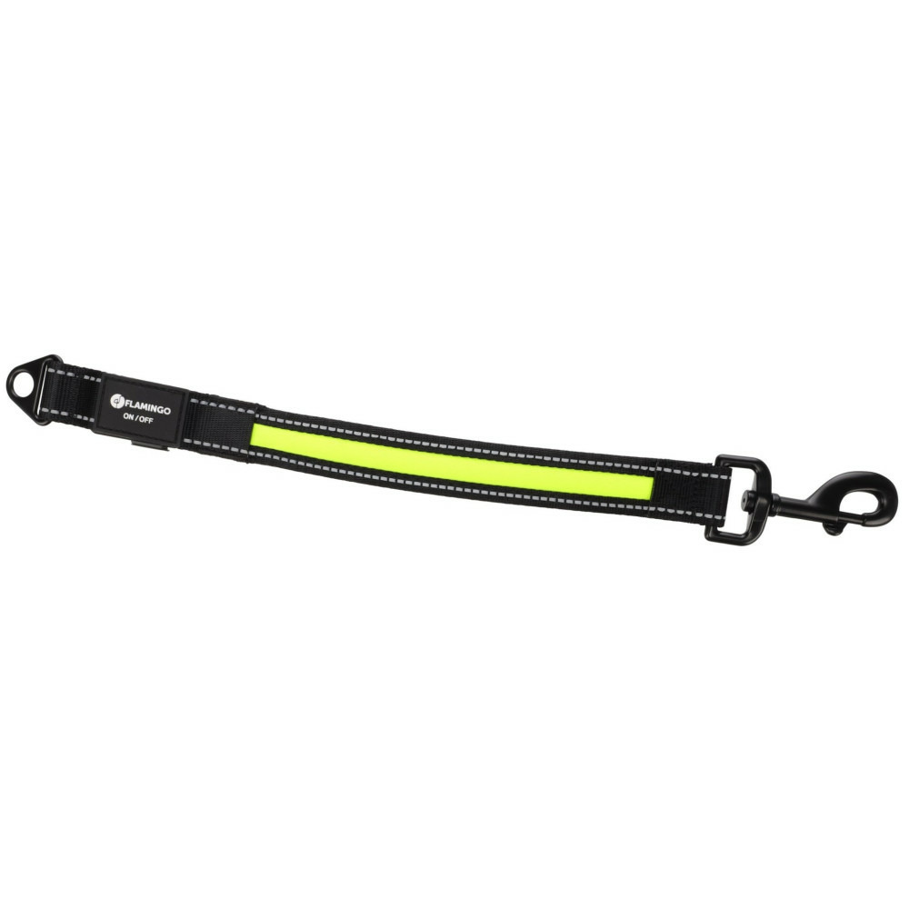 Rallonge de laisse noir et jaune fluo 39 cm pour laisse chien