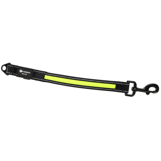 Rallonge de laisse noir et jaune fluo 39 cm pour laisse chien