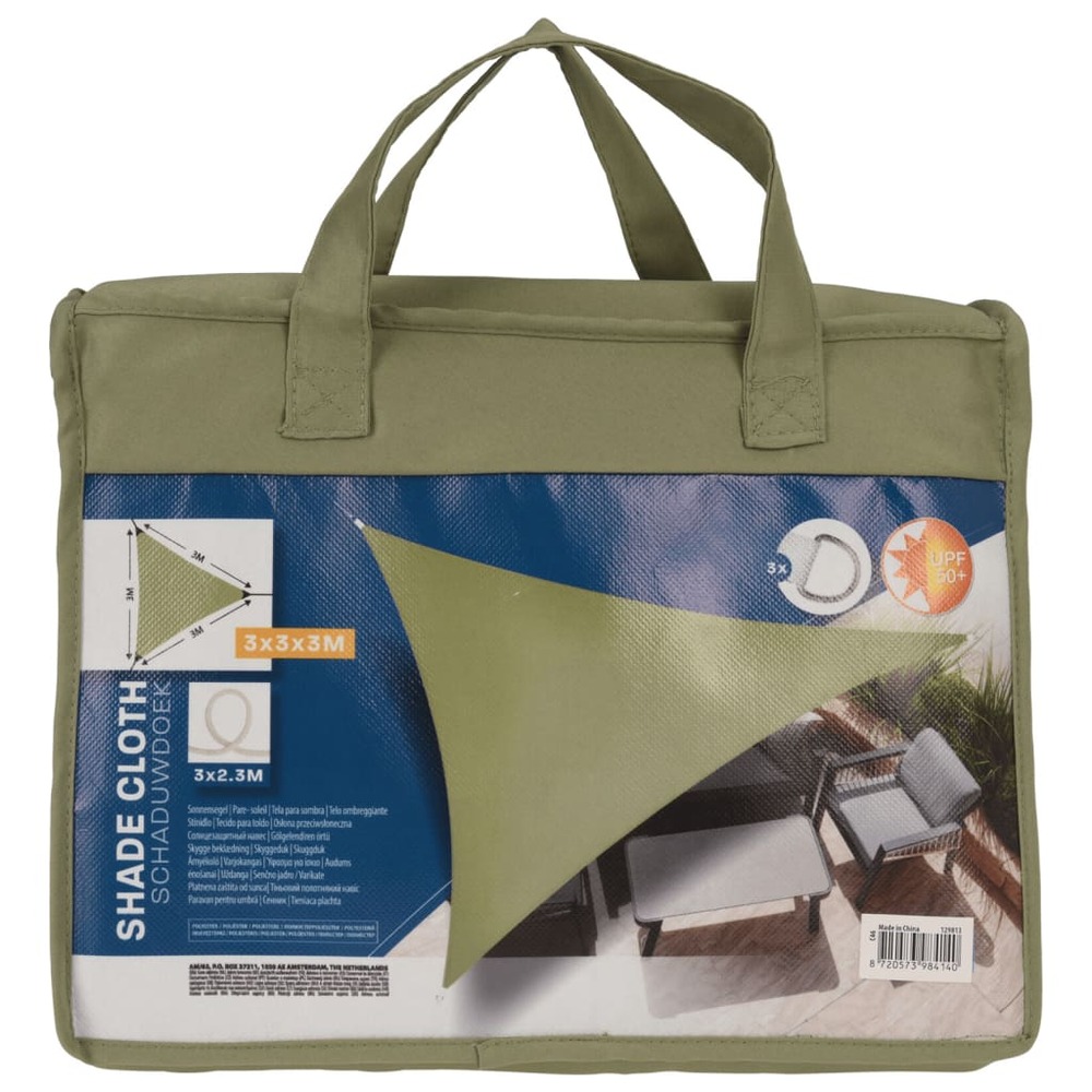 Toile d'ombrage 3x3x3 m vert triangulaire
