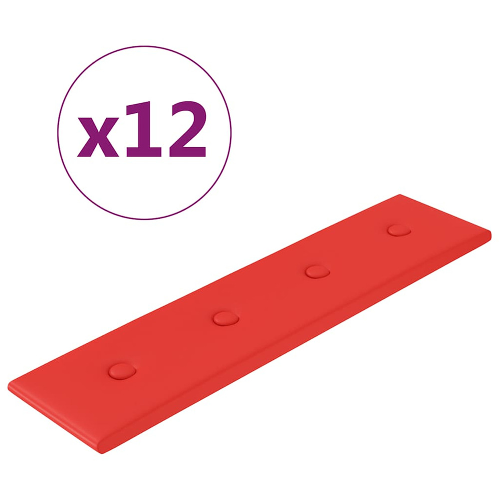 Panneaux muraux 12 pcs rouge 60x15 cm similicuir 1,08 m²